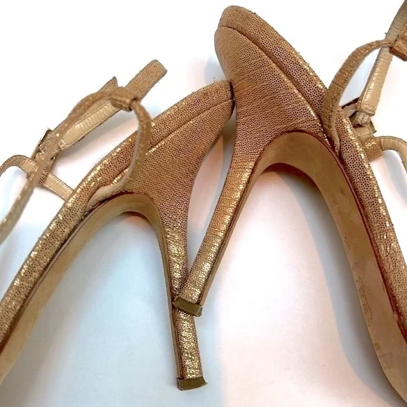 Vintage Jimmy Choo 90’s Rose Gold Sparkly Slingback Heals: S- 7.5 - Picture 7 of 15